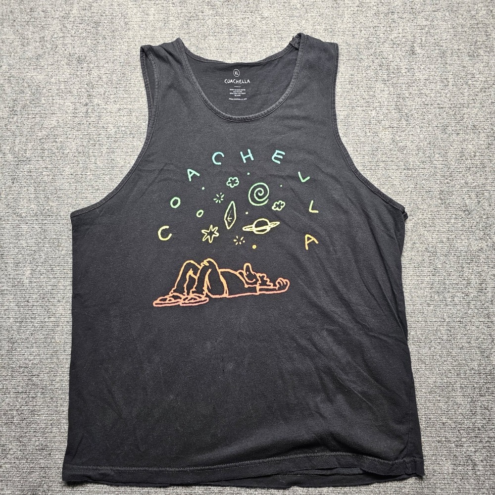 Coachella 2016 Music Festival Lineup Graphic Tank Top Black Mens XL